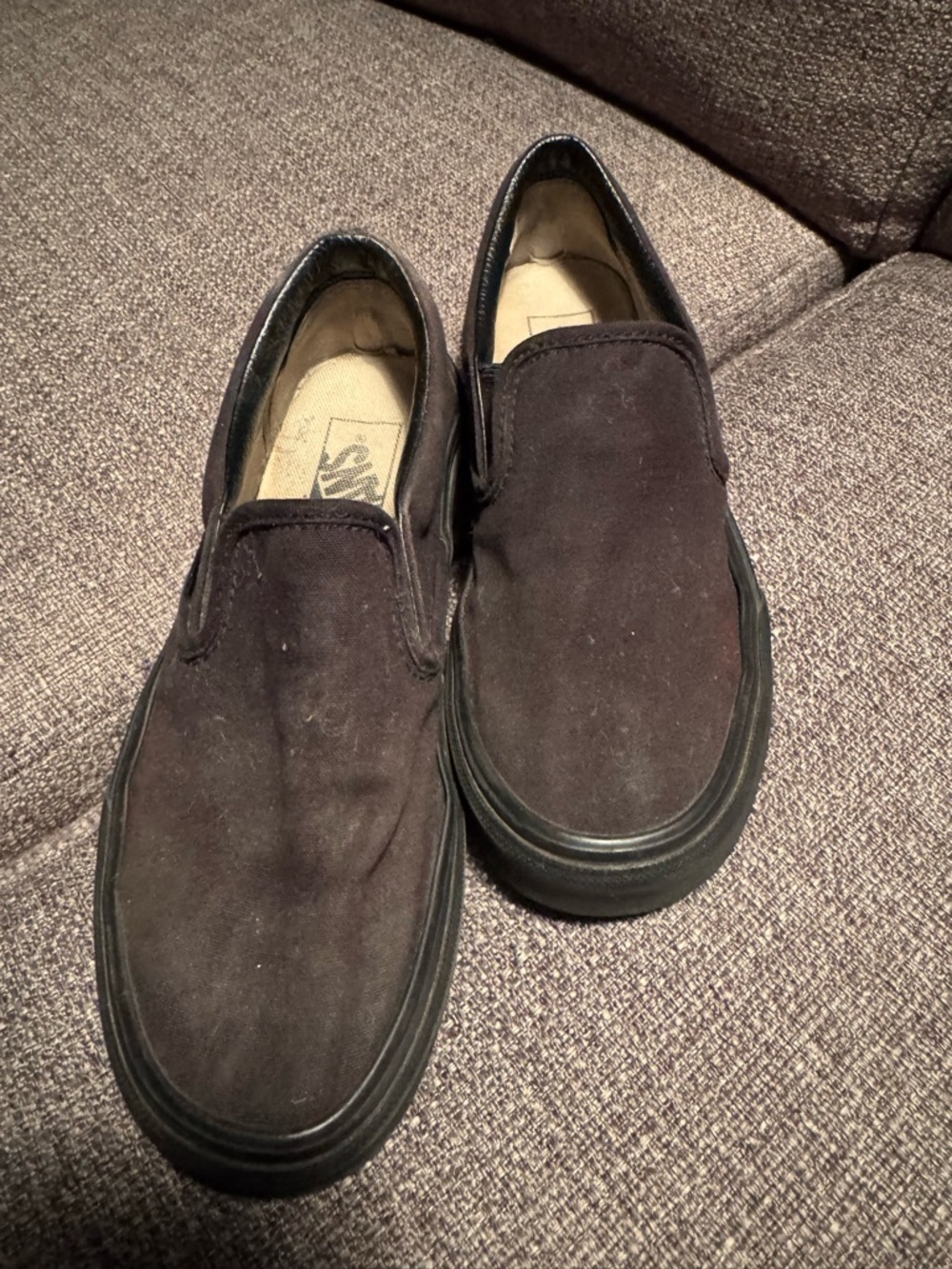 All Black canvas Slip-On vans  Shoes